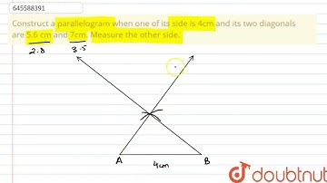 Construct a parallelogram when one of its side is 4cm and its two diagonals are 5.6 cm and 7cm. ...