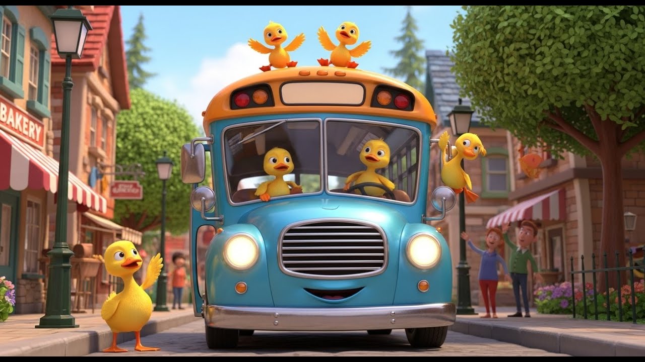 Five Little Ducks on a Bus Song | Nursery Rhymes for Babies by Kids Giggle Verse - ABCs and 123s