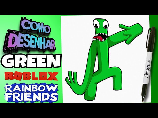 SIMPLES FACIL] como desenhar o personagem do RAINBOW FRIENDS desenho do  ROBlOX verde 