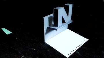 Very Easy!! How To Drawing 3D Floating Letter N #2  - Anamorphic Illusion -  3D Trick Art on paper