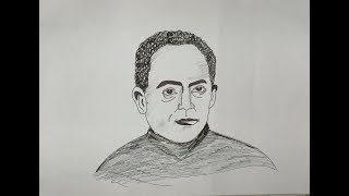 Vidyasagar drawing outline, Ishwar Chandra Vidyasagar drawing Pencil Sketch, Vidysagar face drawing