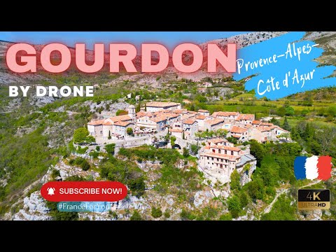 GOURDON, France - beautiful village on Provence-Alpes-Côte d'Azur region | Drone video 4K UHD
