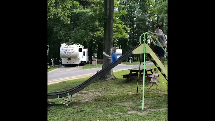 The Zinser Kids on a slide