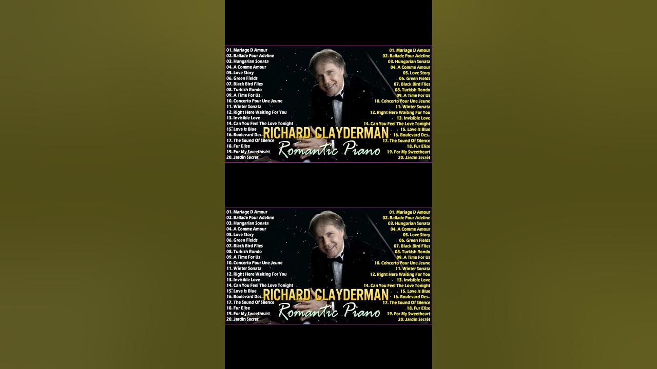 [1HOUR] RICHARD CLAYDERMAN - Best Relaxing Music 2024, 🕊️Top 20 #BestRelaxingSongs 2024,🤍 #piano