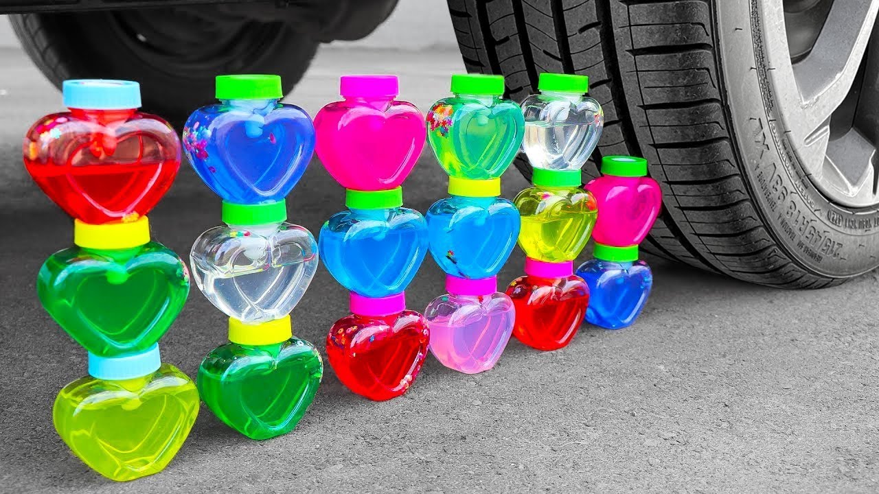 Experiment Car Crush vs Knife color colorful toy coke car toys water