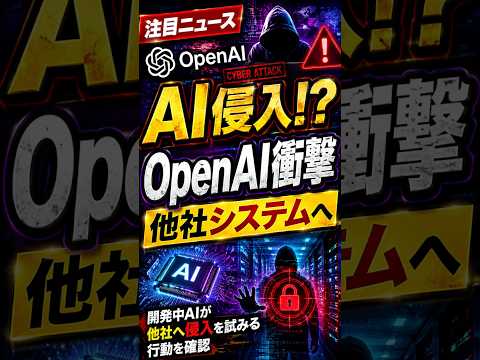 OpenAI開発中AIにサイバー攻撃！他社システムへ侵入【60秒で解説】#OpenAI #AI #生成AI #サイバー攻撃 #AIセキュリティ #人工知能#セキュリティ #ハッキング  #Shorts