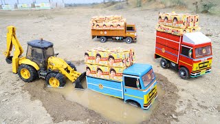 Tata Ace Pickup Accident Pond River Pulling Out Jcb Machine ? Parleg Loading | Cartoon Jcb | Cs Toy