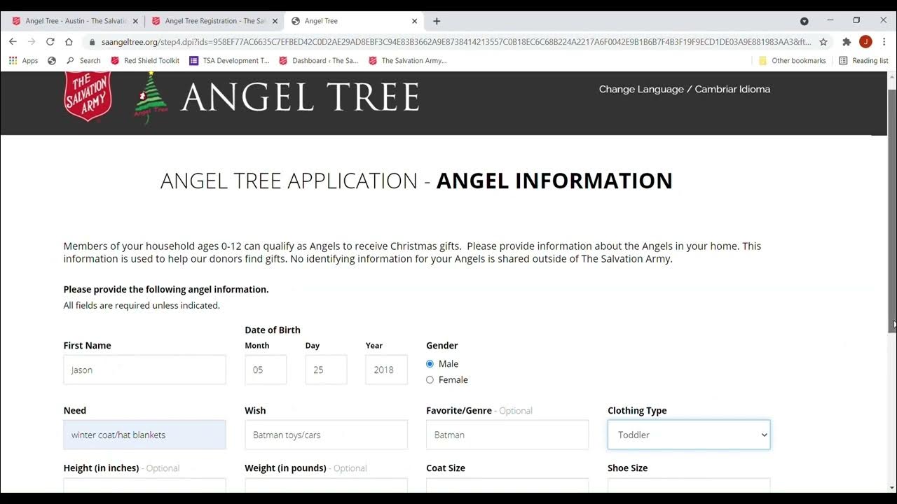 Angel Tree Registration Instructions 2024 English YouTube