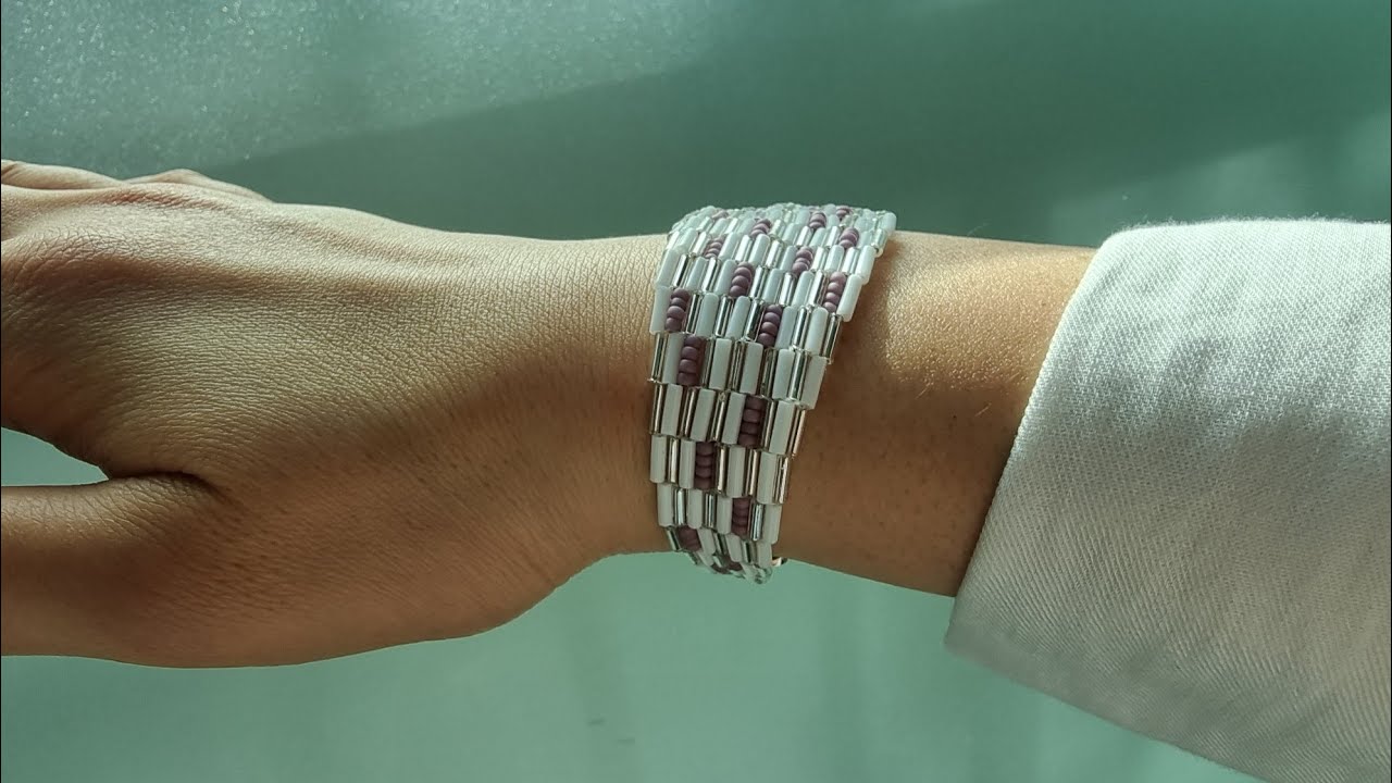 DIY 막대비즈 스티치 팔찌/bugle beads stich bracelet tutorial