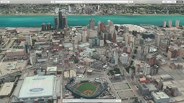Apple Maps Detroit 3D Flyover Tour