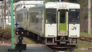 磐越東線 キハ110系101＋102 1752D 普通 いわき行き いわき駅６番線に入線