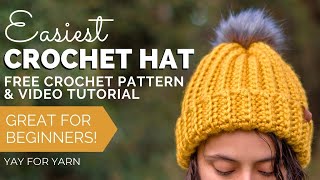 How to Crochet a Hat (From a Rectangle!)  EASIEST Free Crochet Hat Pattern for Beginners