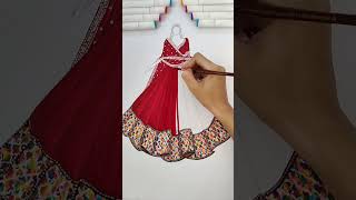 Fashion illustration😍How I color the base : tutorial #shorts