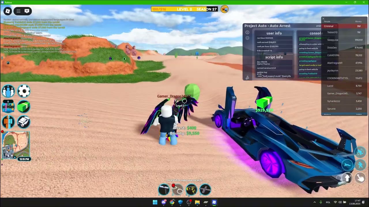 The best free Jailbreak Script! Project Auto -  AutoRob, Autoarrest - 950k cash/h Roblox script! 🔥