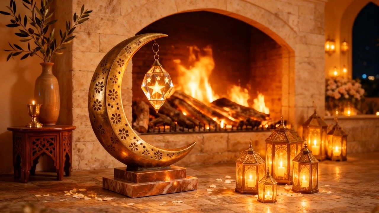 Ramadan Fireplace & Cozy Islamic Ambience رمضان كريم 🌙 خلفية شاشة رمضان دافئة | TV Art 2026