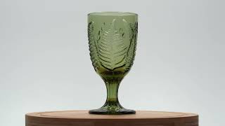 Green Vintage Goblets Set Colored Antique Glassware Hand Blown Glass Cute Retro Drinking Glasses