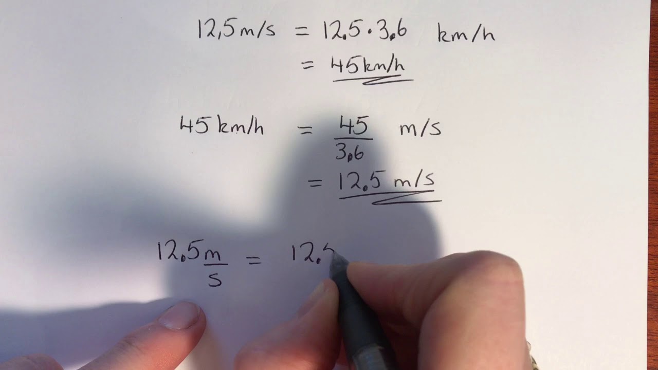 Change units meters per second to km per hour 1m/s=3.6km/h - YouTube