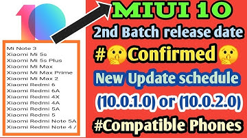 MIUI 10 Stable update Second batch 🤫Release date Confirmed 🤫 || New update Schedule second Batch.