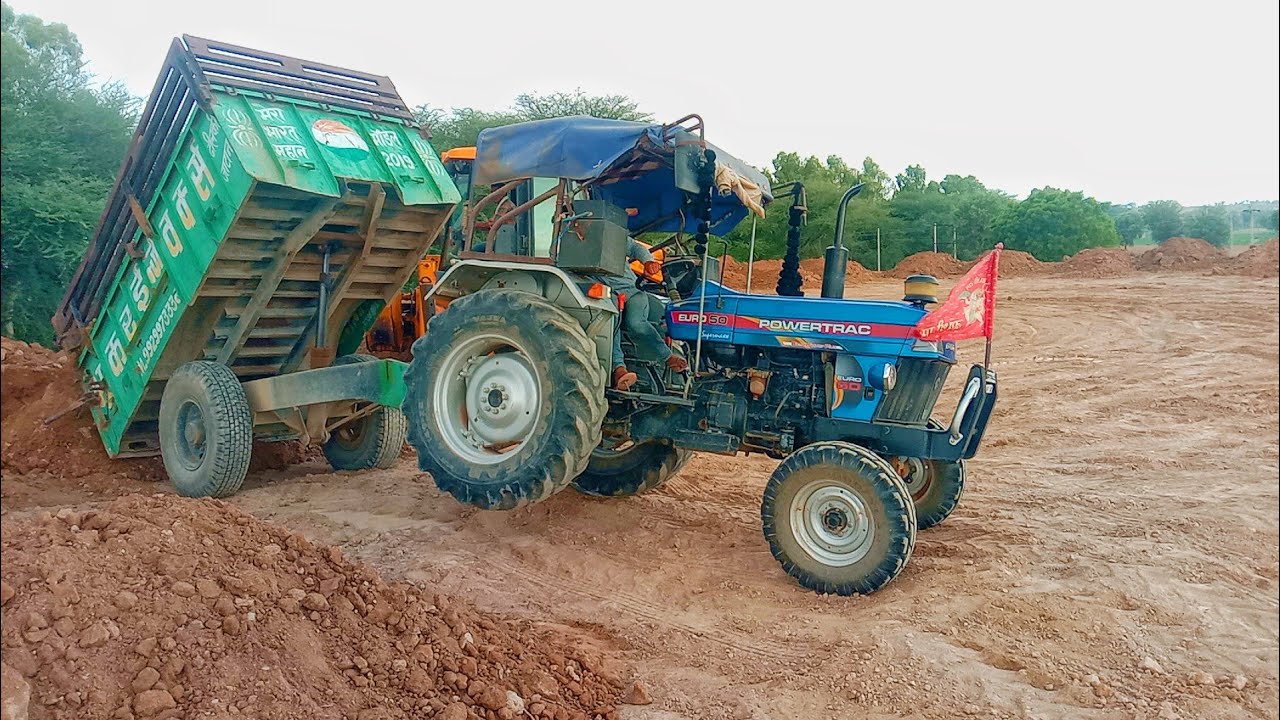 powerful tractor powertrac // powertrac tractor trailer video // power of the tractor YouTube