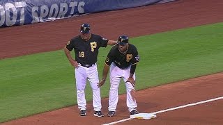 LAD@PIT: Alvarez leaves the game with a knee injury