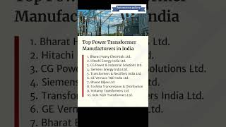 🏭 Top Transformer Manufacturing Companies in India ⚡🇮🇳