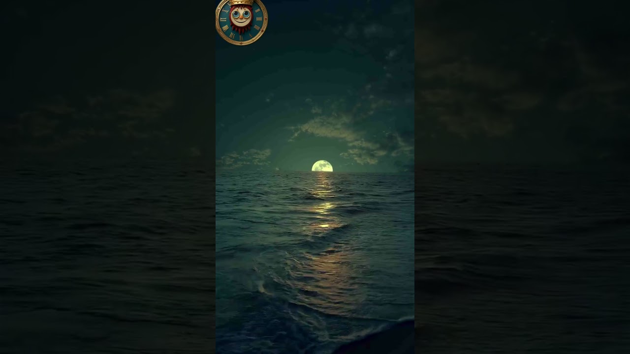 🌕 Full Moon Over the Beach 🌊 | Tranquil Ocean Nightscape with Soothing Music 