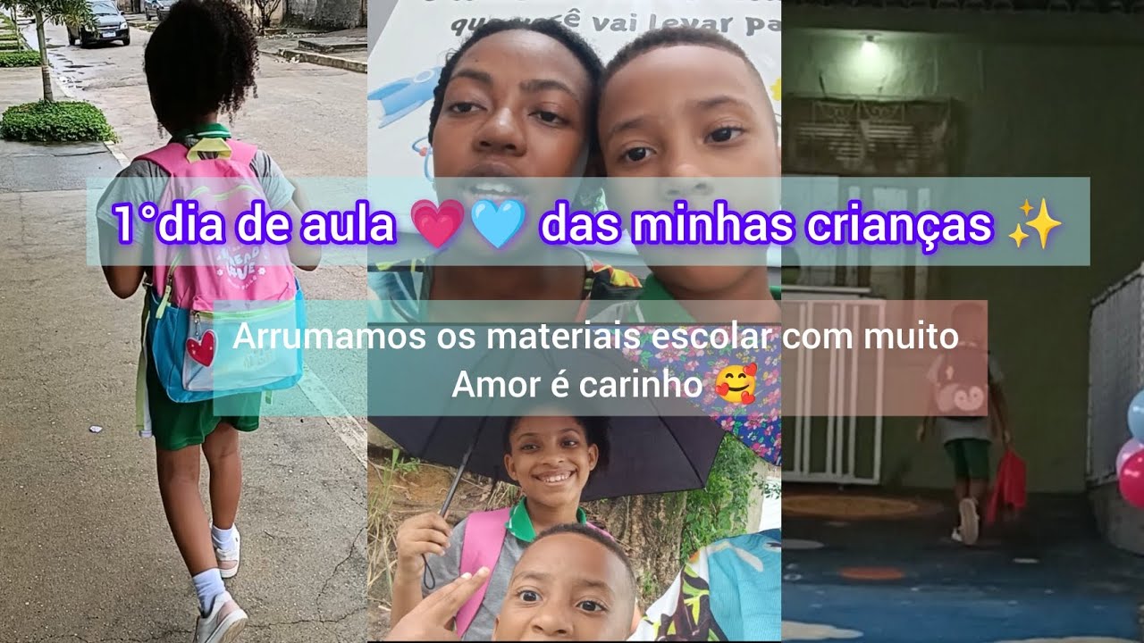 Primeiro dia de aula 💗🩵| com bastante chuva 🌧️| mas graças a Deus foi tudo bem 🙏🏽