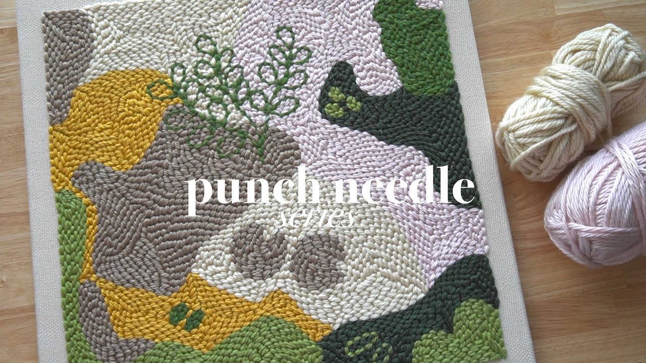 Punch needle embroidery artwork on canvas 