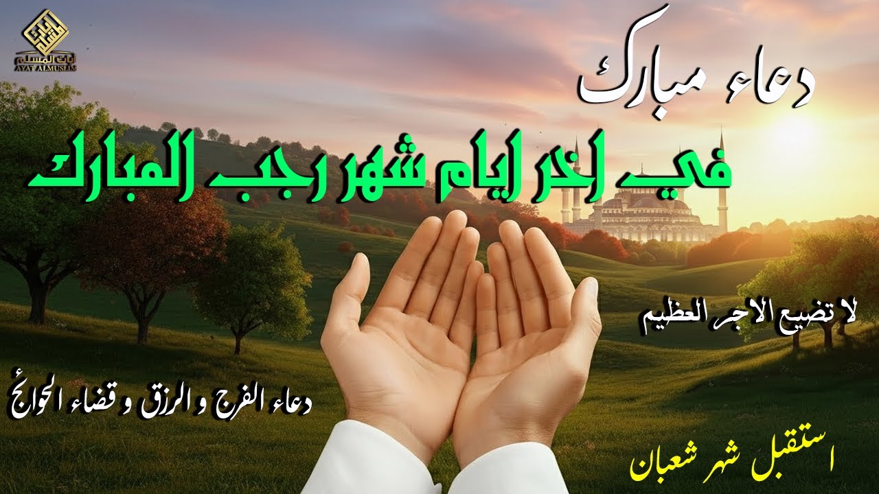 دعاء في يوم الاحد  المستجاب دعاء يوم 29 من شهر رجب للرزق والشفاء العاجل وقضاء الحوائج 🤲