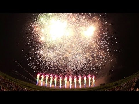 【魚眼速報版】2016 神明の花火 テーマファイヤー♪「百花繚乱～市川三郷夏物語～」
