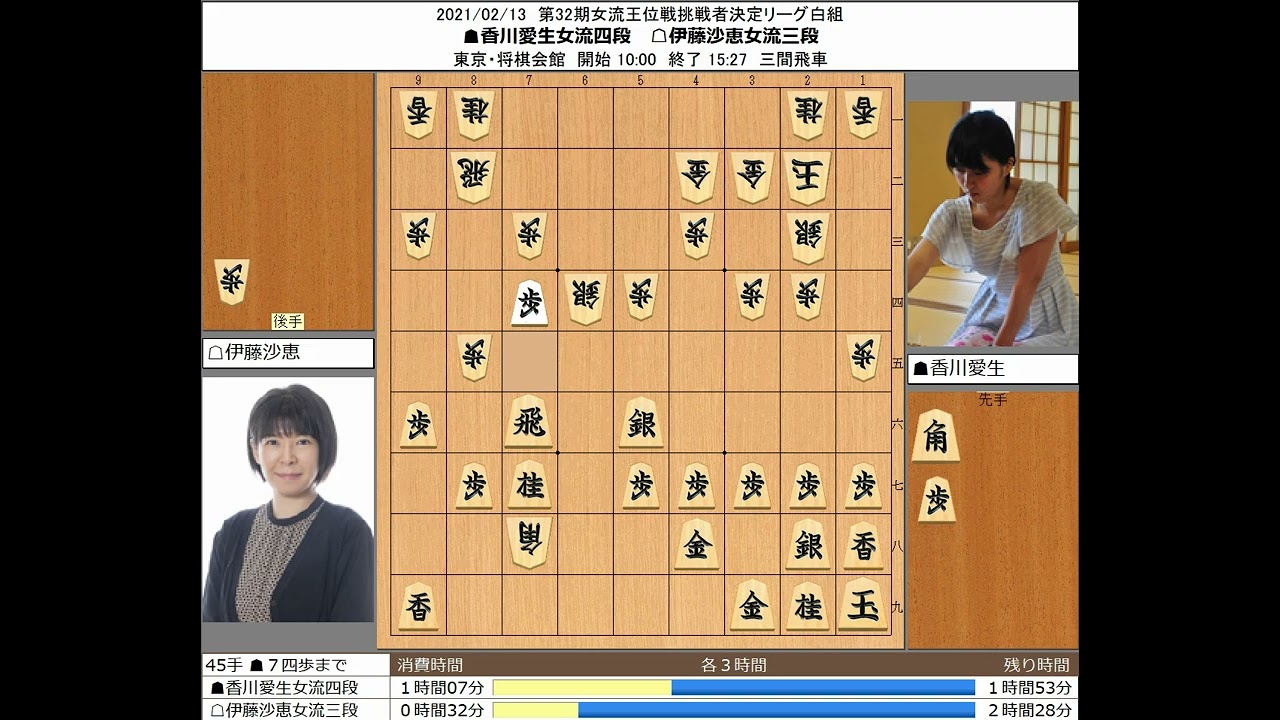 【将棋】香川愛生女流四段 伊藤沙恵女流三段 20210213【棋譜】