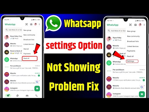 Whatsapp Settings Option Not Showing ! Fix Whatsapp Setting Option Not Showing Problem