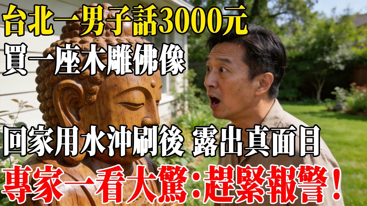 台北一男子話3000元，買一座木雕佛像，回家用水沖刷後 露出真面目，專家一看大驚：趕緊報警！#民間故事 #人間故事會