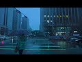 Walking to work in the morning at the raining Cyberpunk Gangnam Seoul | Ambience | Aesthetic | 4K