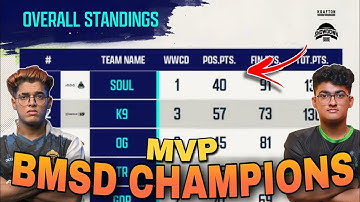BMSD POINTS TABLE | WINNERS | CHAMPIONS | MVP | OVERALL STANDINGS | KRAFTON ESPORTS BGMI LIVE