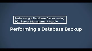SQL Management Studio DB Backup
