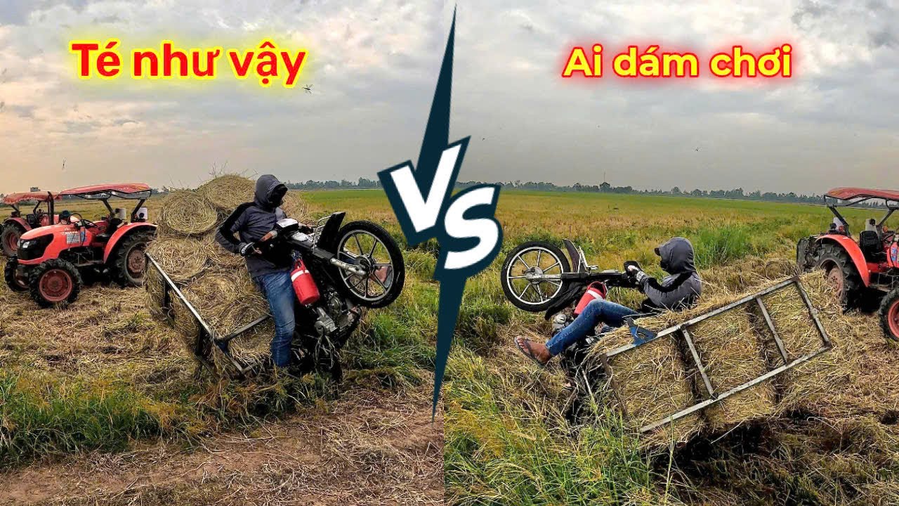 những pha xe chở rơm té không thể nào đỡ kịp #entertainment