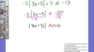 1.7 Linear and Absolute Value Inequalities - Solve Absolute Value Inequalities (example 2)