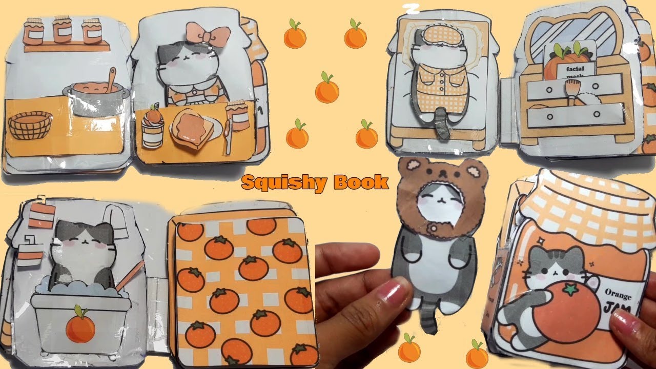 [🍊paperdiy🍊]orange jam squishy book 🍊tutorial🍊 Diy Orange Squishy Book