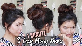 How to: MESSY BUN TUTORIAL | Quick &amp; Easy Updo Hairstyles