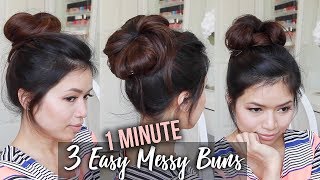 How to: MESSY BUN TUTORIAL | Quick & Easy Updo Hairstyles