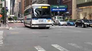 NYCT Bus: 2016 Prevost X3-45 Huguenot Bound SIM4C Passing 5th Avenue & East 42nd Street