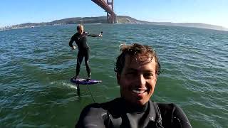Trolling Jamie O'Brien on a Foil board under the Golden Gate Bridge with my Kite