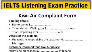 Kiwi Air Customer Form listening practice test 2026 with answers | IELTS Real Exam Listening