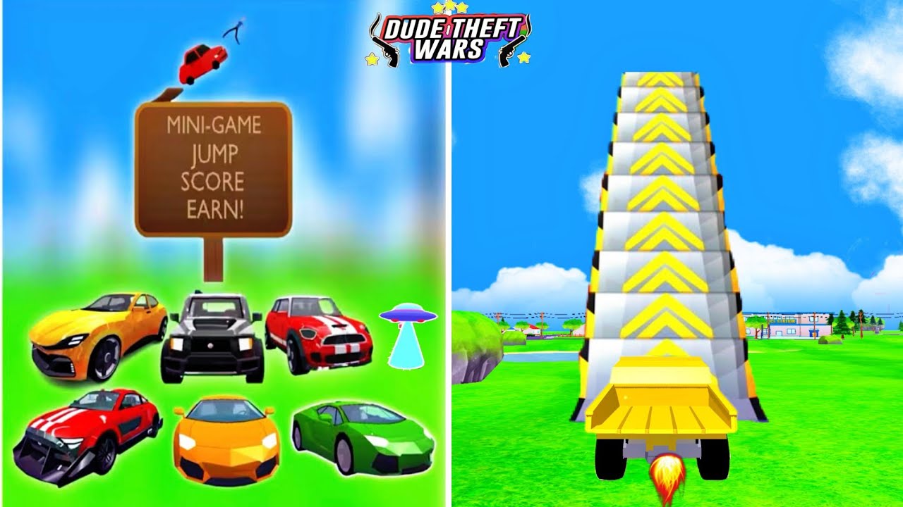 Every Supercars And Epic Mini Ramp Jump in Dude Theft Wars 😱