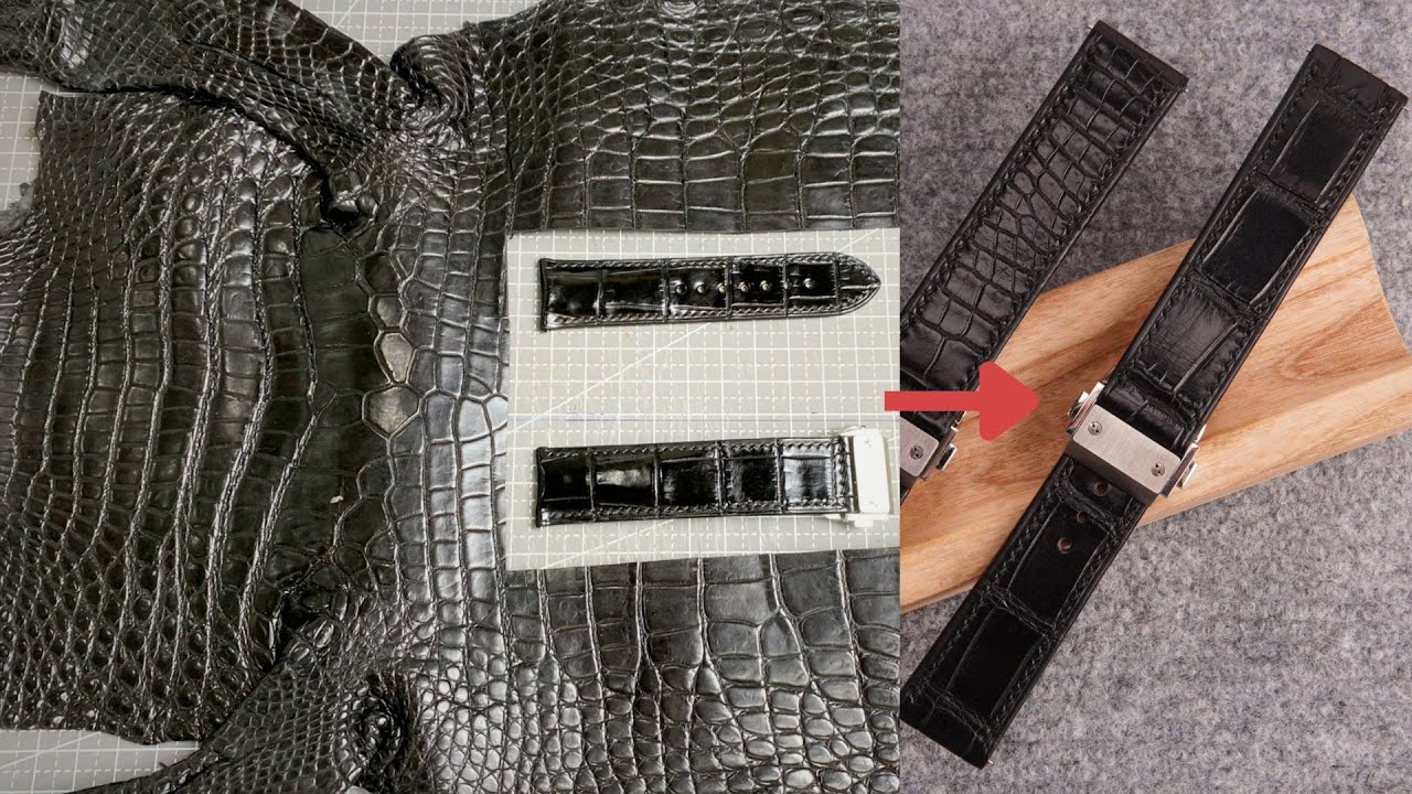 Making a Handmade Alligator Watch Strap Hublot size 18mm to 26mm