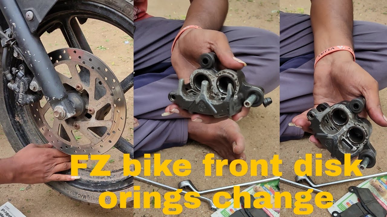 how to fix yamaha FZ16bike front disc brake disc pad change &oring change