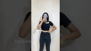 Celana Highwaist Skinny Jeans Wanita Snow Black Premium 4063