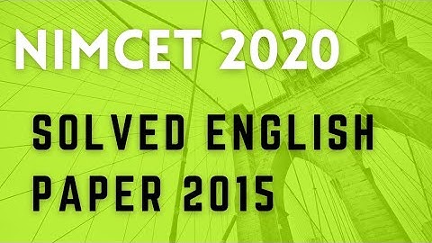 NIMCET 2020 | NIMCET English Soved 2015
