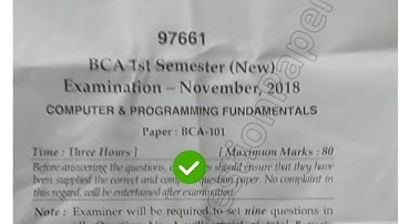 [2018] Mdu BCA 1st Sem Computer Programming Fundamental Question Paper #MduQuestionPaper